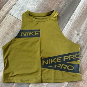 Nike pro olive green cropped fitted tank